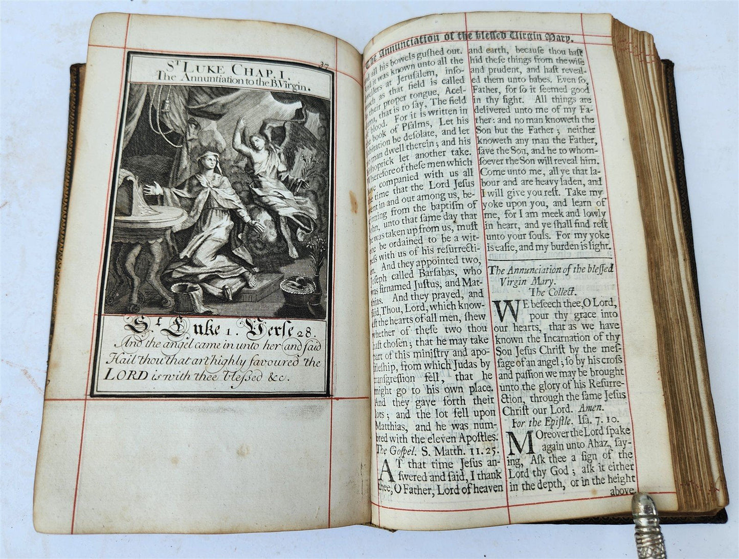 1713 BOOK of COMMON PRAYER ILLUSTRATED antique ORIGINAL BINDING by John Baskett