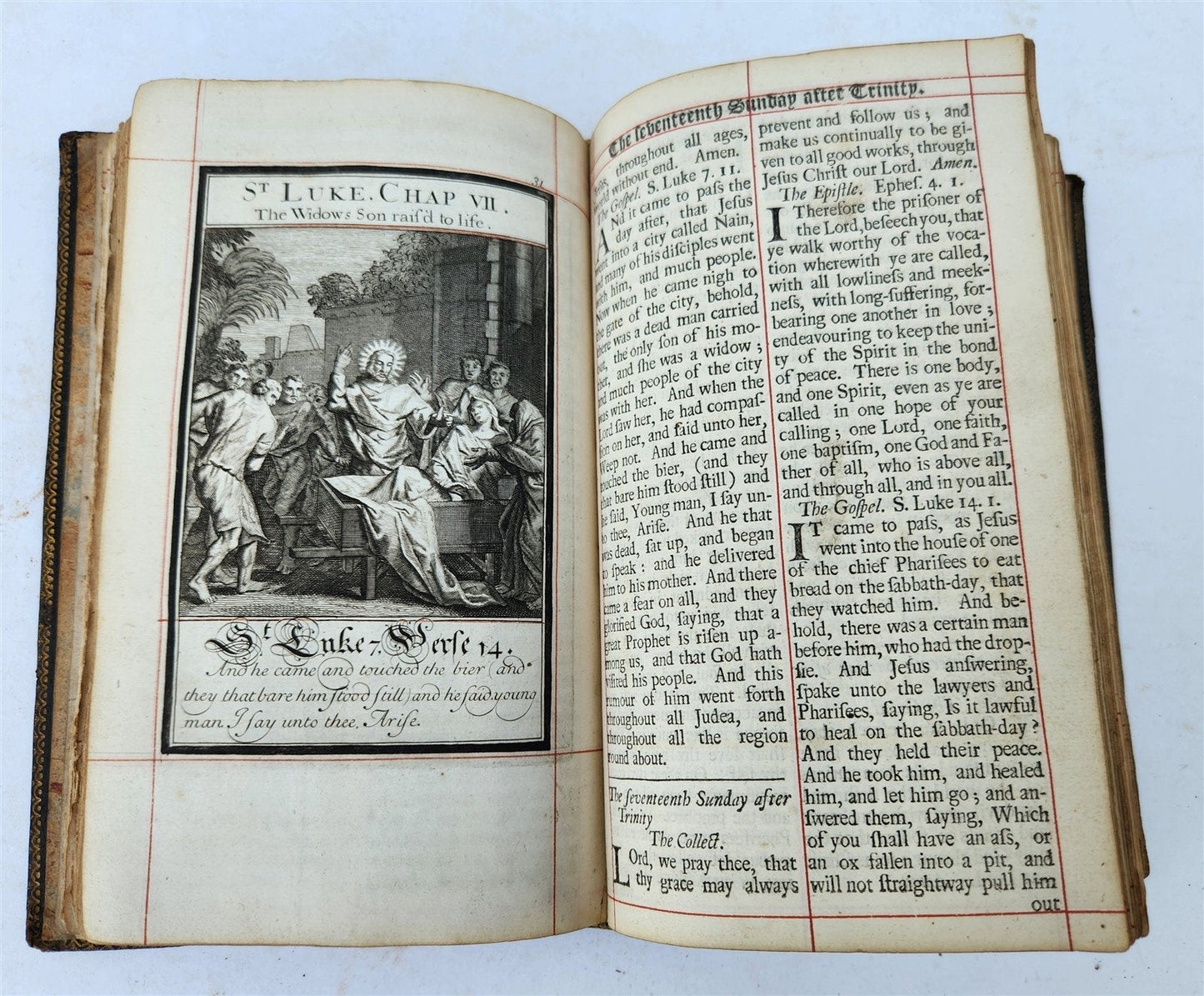 1713 BOOK of COMMON PRAYER ILLUSTRATED antique ORIGINAL BINDING by John Baskett