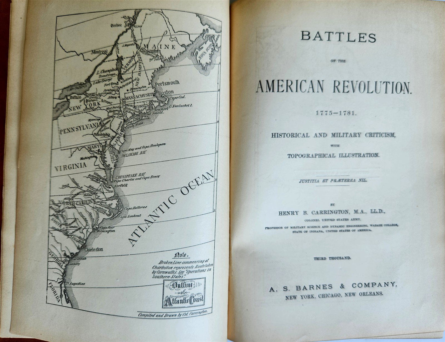 1876 BATTLES of AMERICAN REVOLUTION antique Henry Carrington ILLUSTRATED w/MAPS