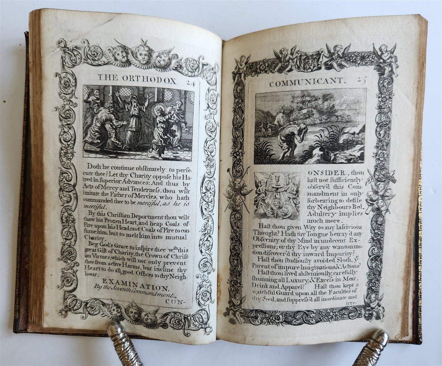 1721 ORTHODOX COMMUNICANT in ENGLISH w/ 82 ENGRAVINGS antique ORIGINAL BINDING
