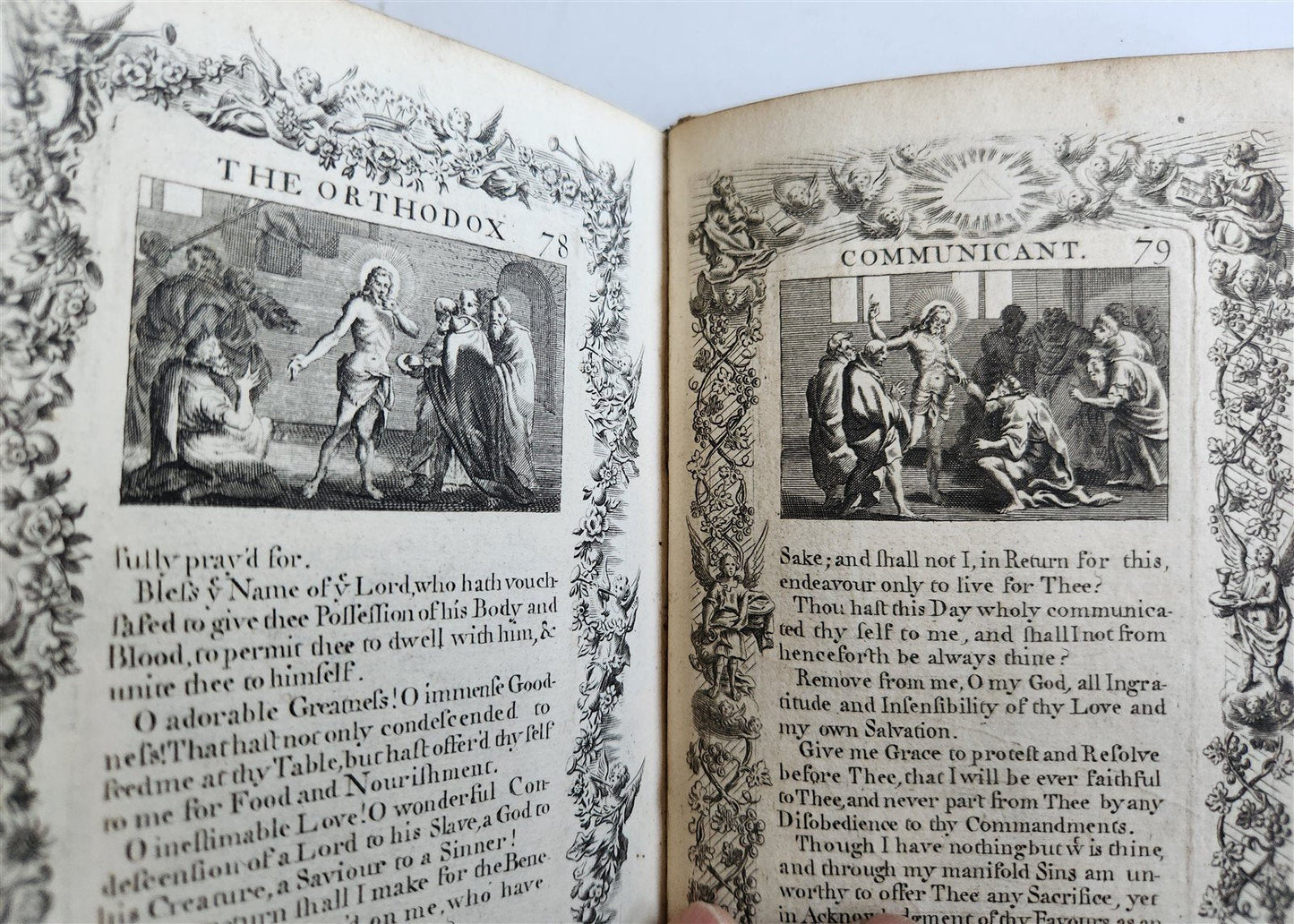 1721 ORTHODOX COMMUNICANT in ENGLISH w/ 82 ENGRAVINGS antique ORIGINAL BINDING
