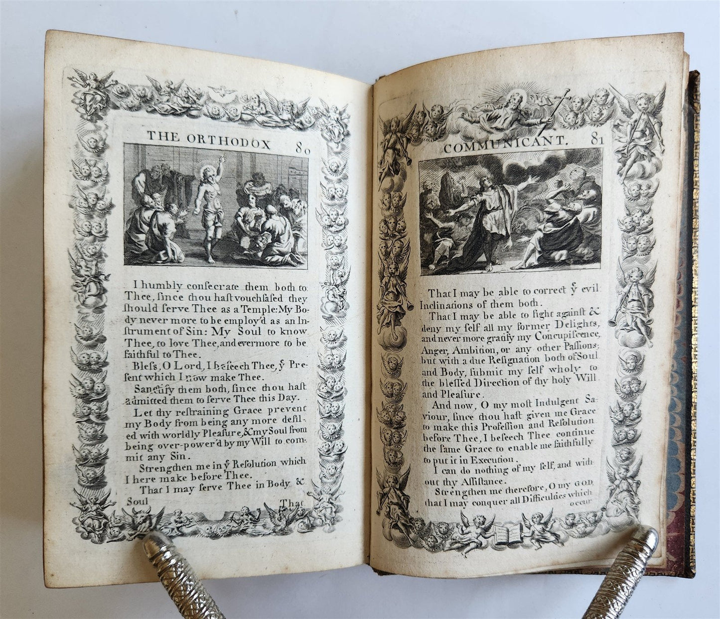 1721 ORTHODOX COMMUNICANT in ENGLISH w/ 82 ENGRAVINGS antique ORIGINAL BINDING