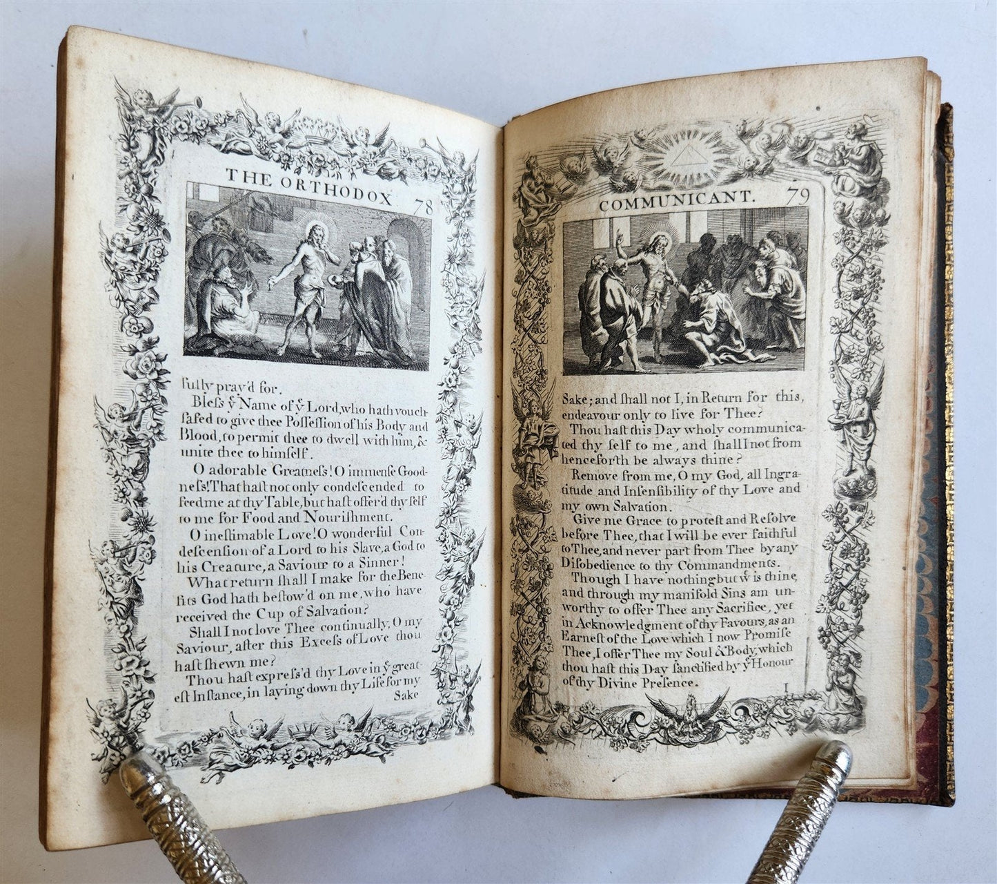 1721 ORTHODOX COMMUNICANT in ENGLISH w/ 82 ENGRAVINGS antique ORIGINAL BINDING