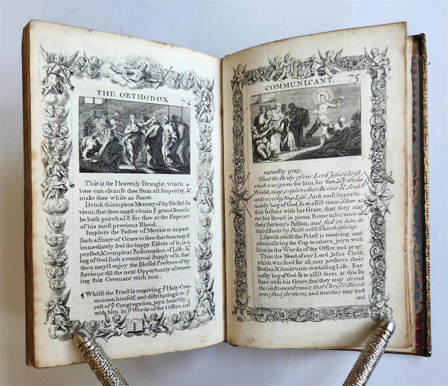 1721 ORTHODOX COMMUNICANT in ENGLISH w/ 82 ENGRAVINGS antique ORIGINAL BINDING