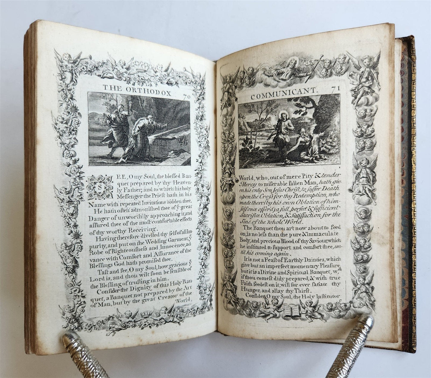 1721 ORTHODOX COMMUNICANT in ENGLISH w/ 82 ENGRAVINGS antique ORIGINAL BINDING