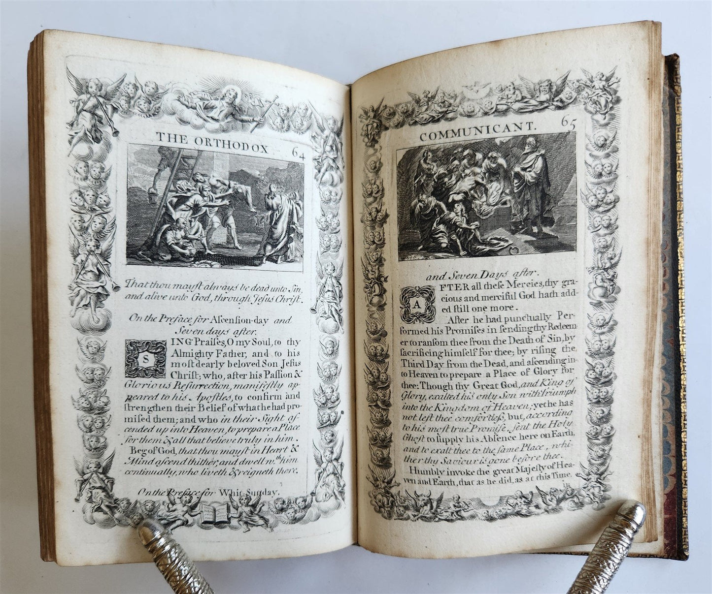 1721 ORTHODOX COMMUNICANT in ENGLISH w/ 82 ENGRAVINGS antique ORIGINAL BINDING