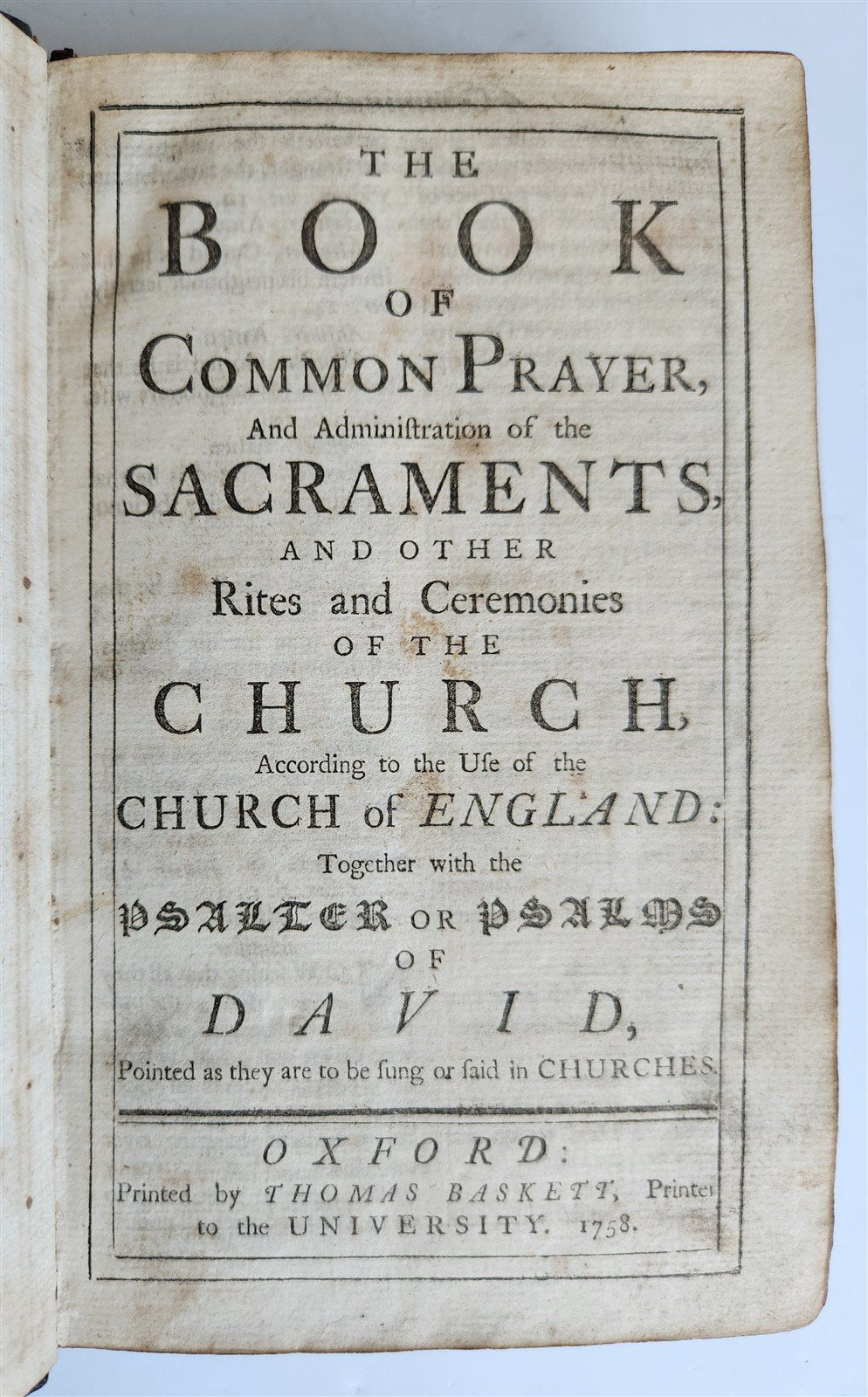 1758 BOOK of COMMON PRAYER & PSALMS of DAVID antique ORIGINAL BINDING