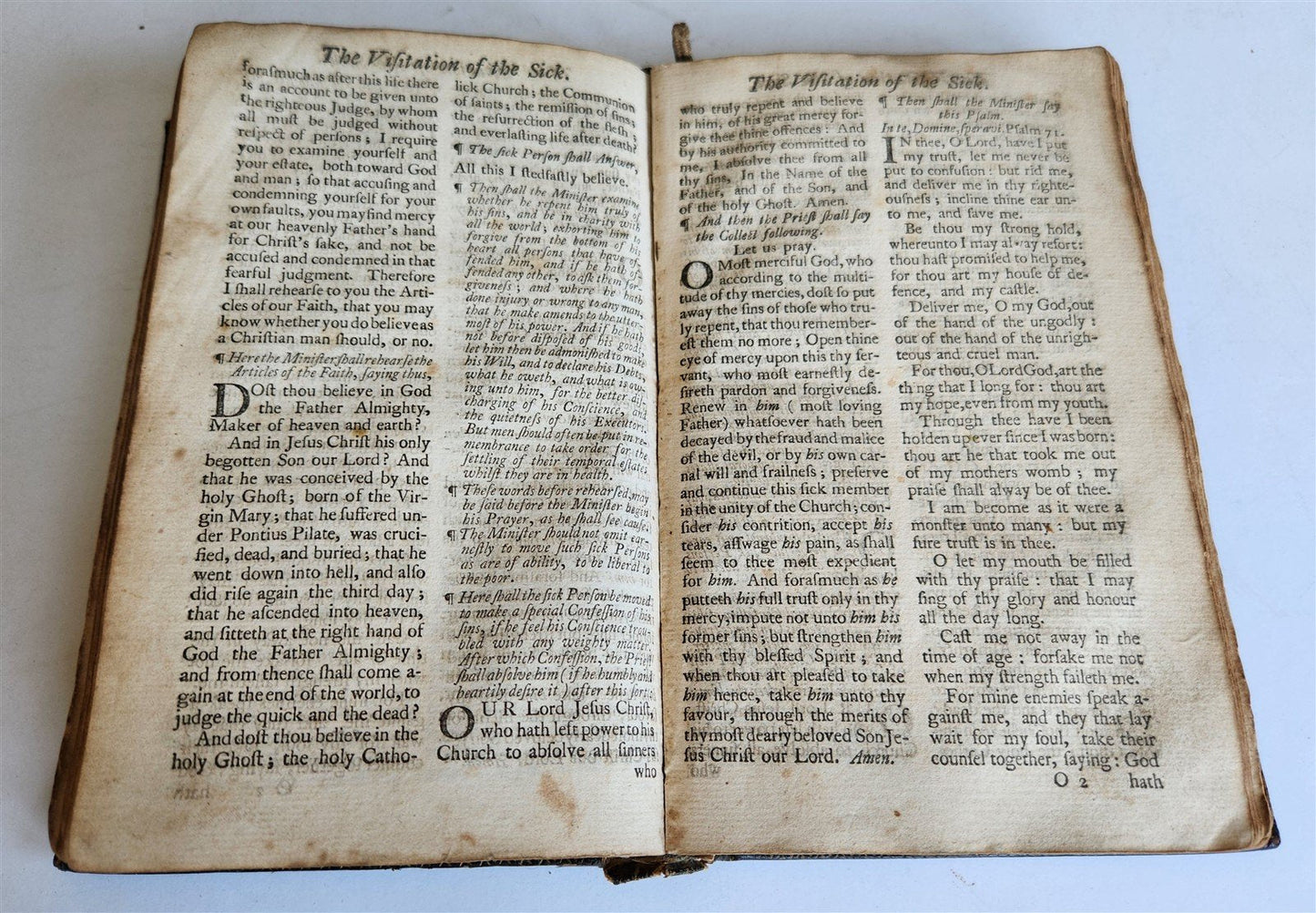 1758 BOOK of COMMON PRAYER & PSALMS of DAVID antique ORIGINAL BINDING