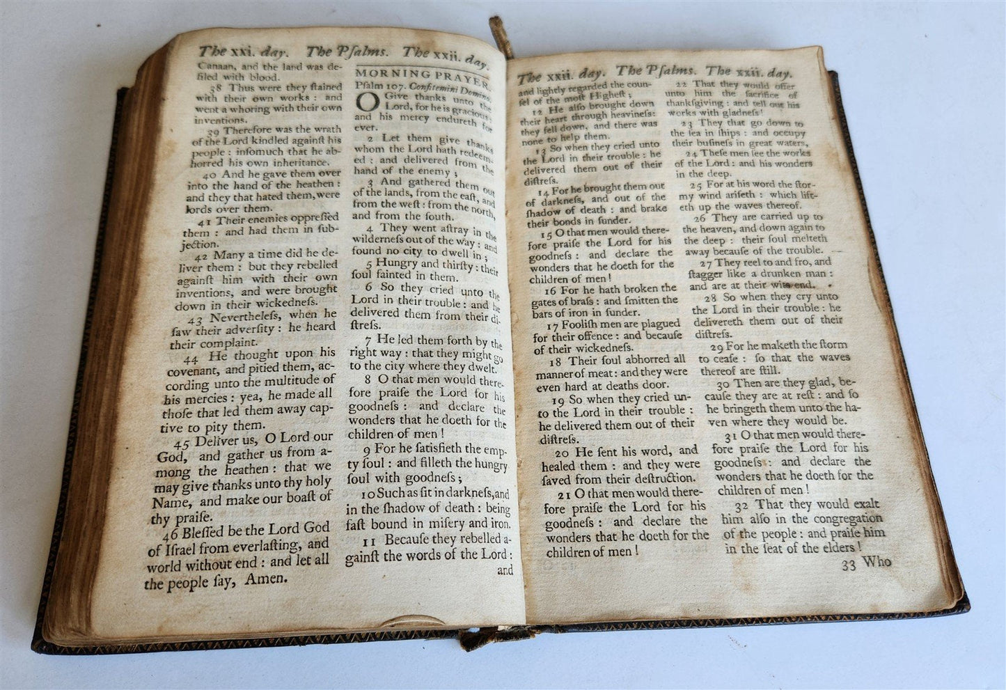 1758 BOOK of COMMON PRAYER & PSALMS of DAVID antique ORIGINAL BINDING