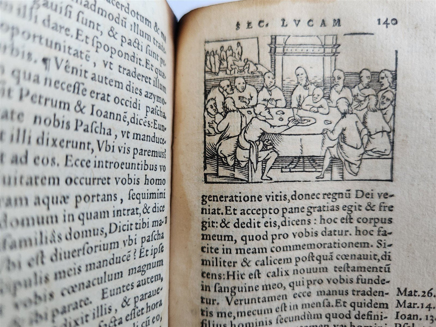 1555 BIBLE in LATIN NEW TESTAMENT ILLUSTRATED antique RARE POCKET SIZE EDITION