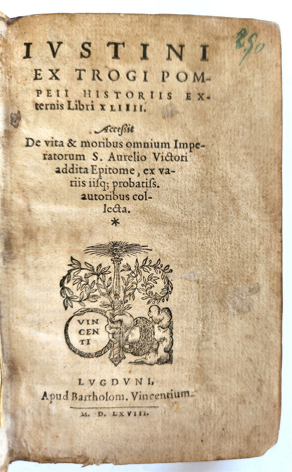 1568 HISTORY by POMPEY TROGUE antique ILLUSTRATED w/ ROMAN EMPERORS PORTRAITS