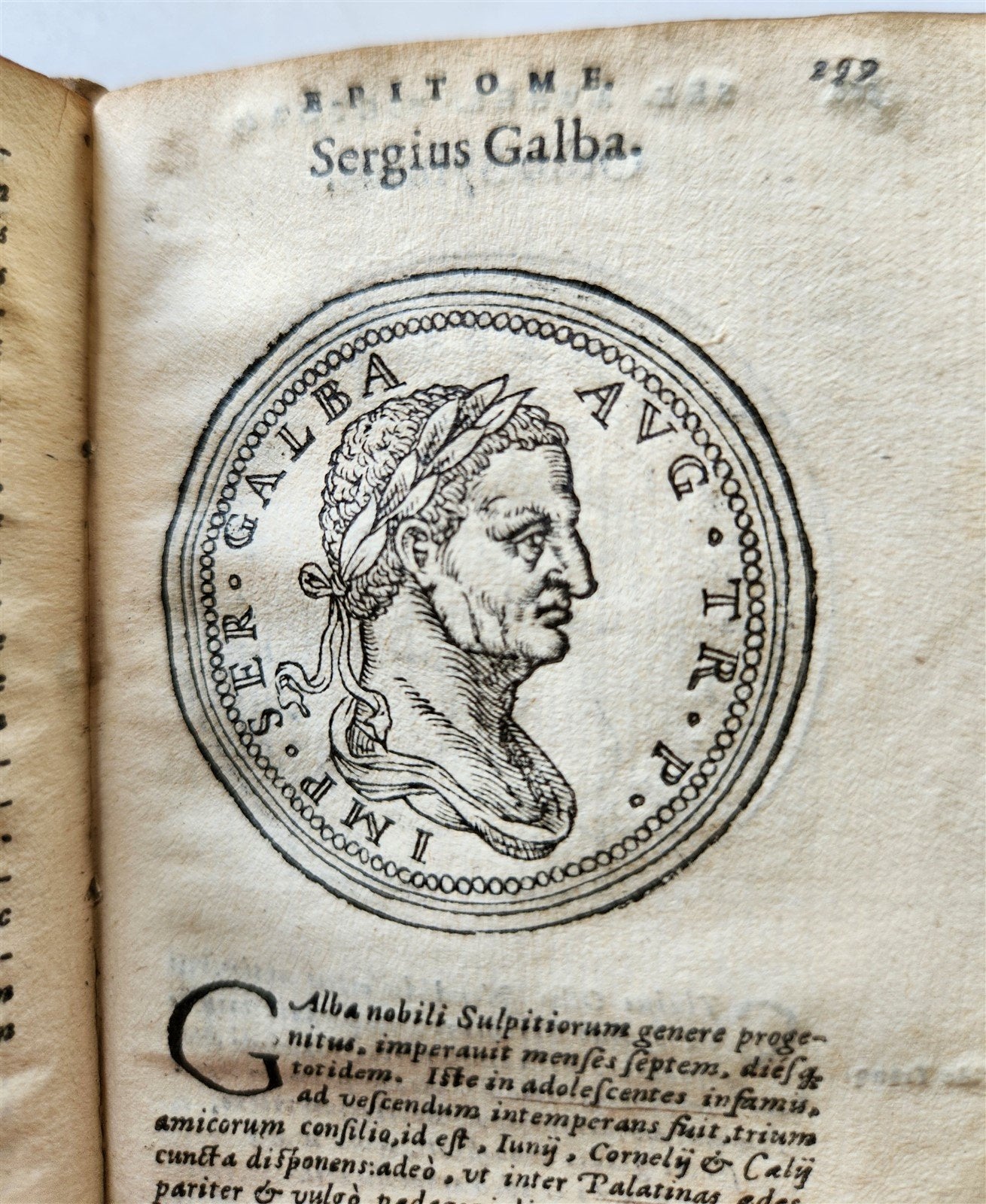 1568 HISTORY by POMPEY TROGUE antique ILLUSTRATED w/ ROMAN EMPERORS PORTRAITS
