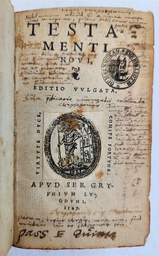 1557 BIBLE in LATIN FULLY ILLUSTRATED antique RARE pocket size NEW TESTAMENT