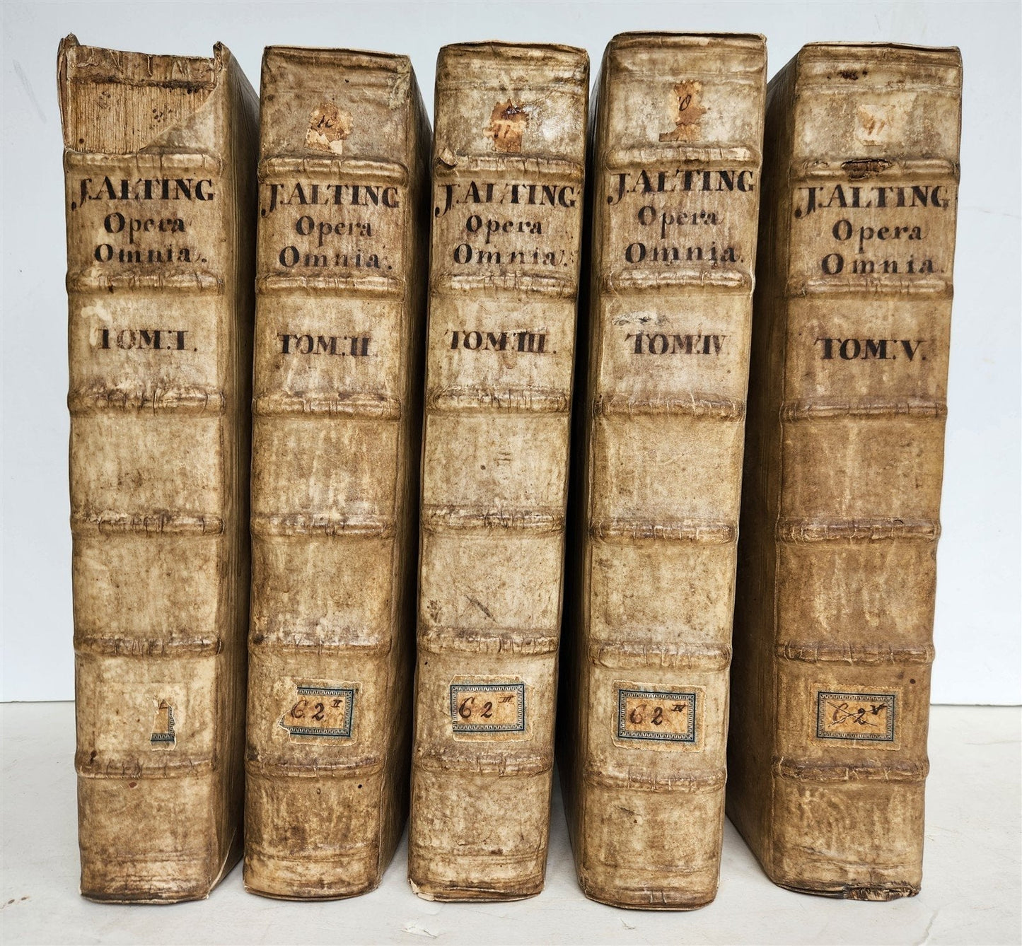 1685 5 VELLUM BOUND FOLIOS antique analytica practica problematica & philologica