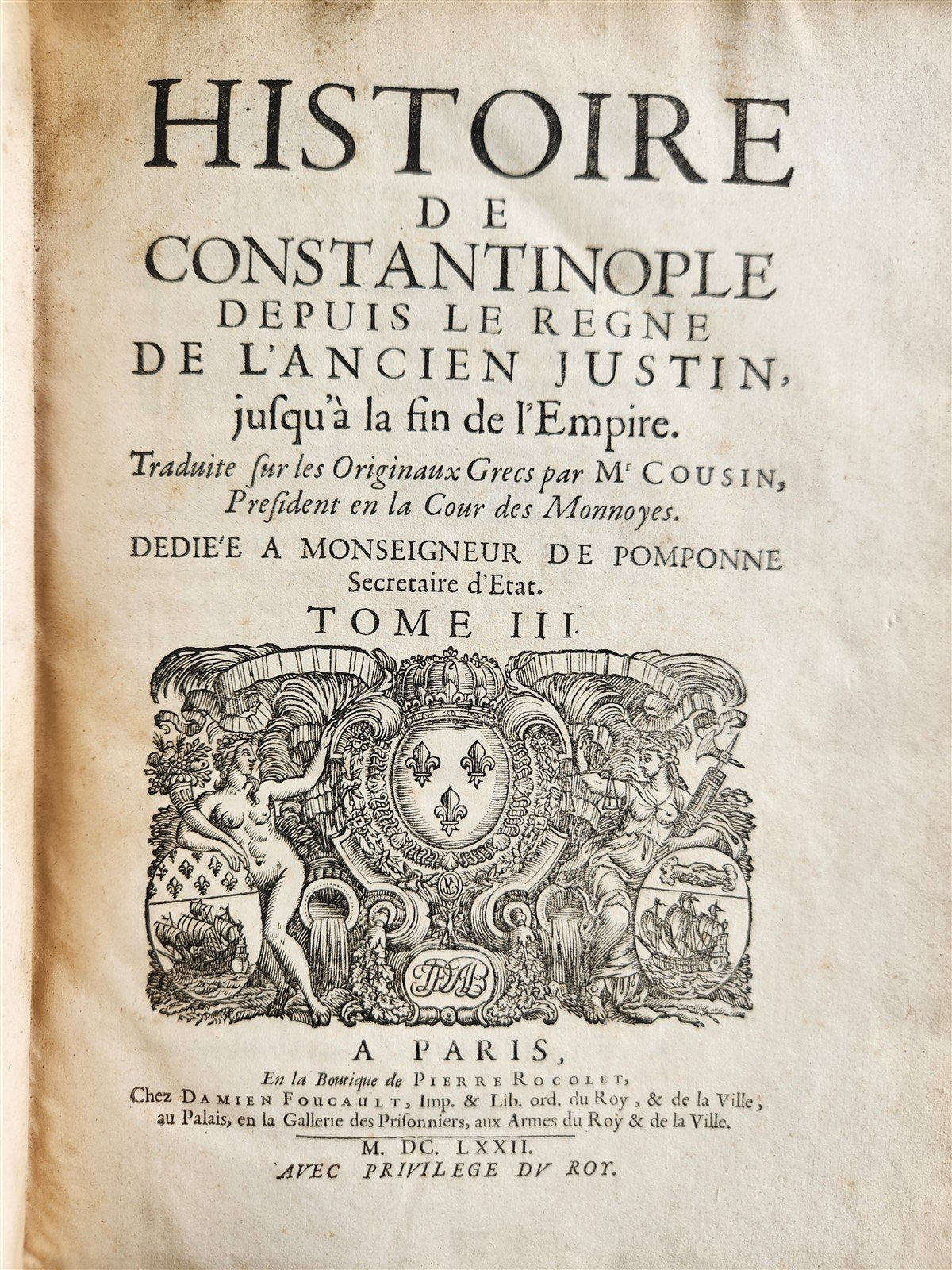 1672 HISTORY of CONSTANTINOPLE 8 VOLUMES antique in FRENCH TURKISH INTEREST
