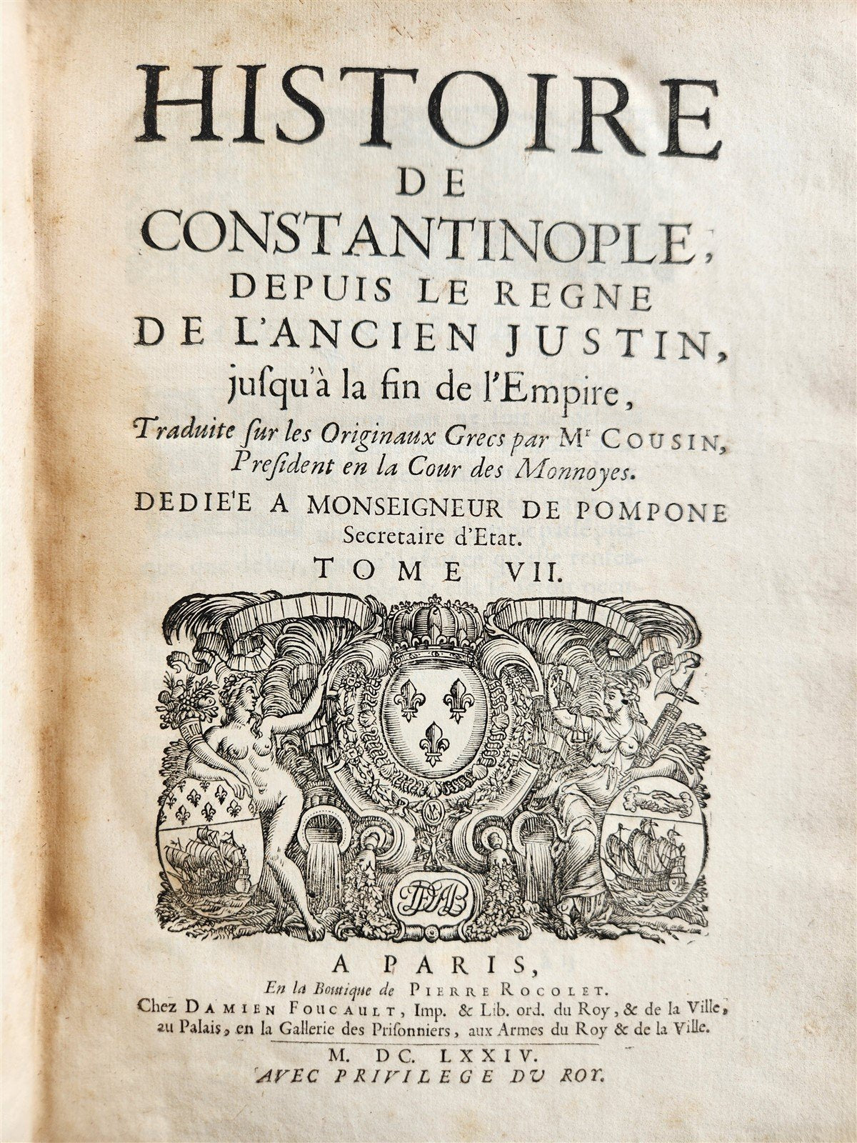 1672 HISTORY of CONSTANTINOPLE 8 VOLUMES antique in FRENCH TURKISH INTEREST