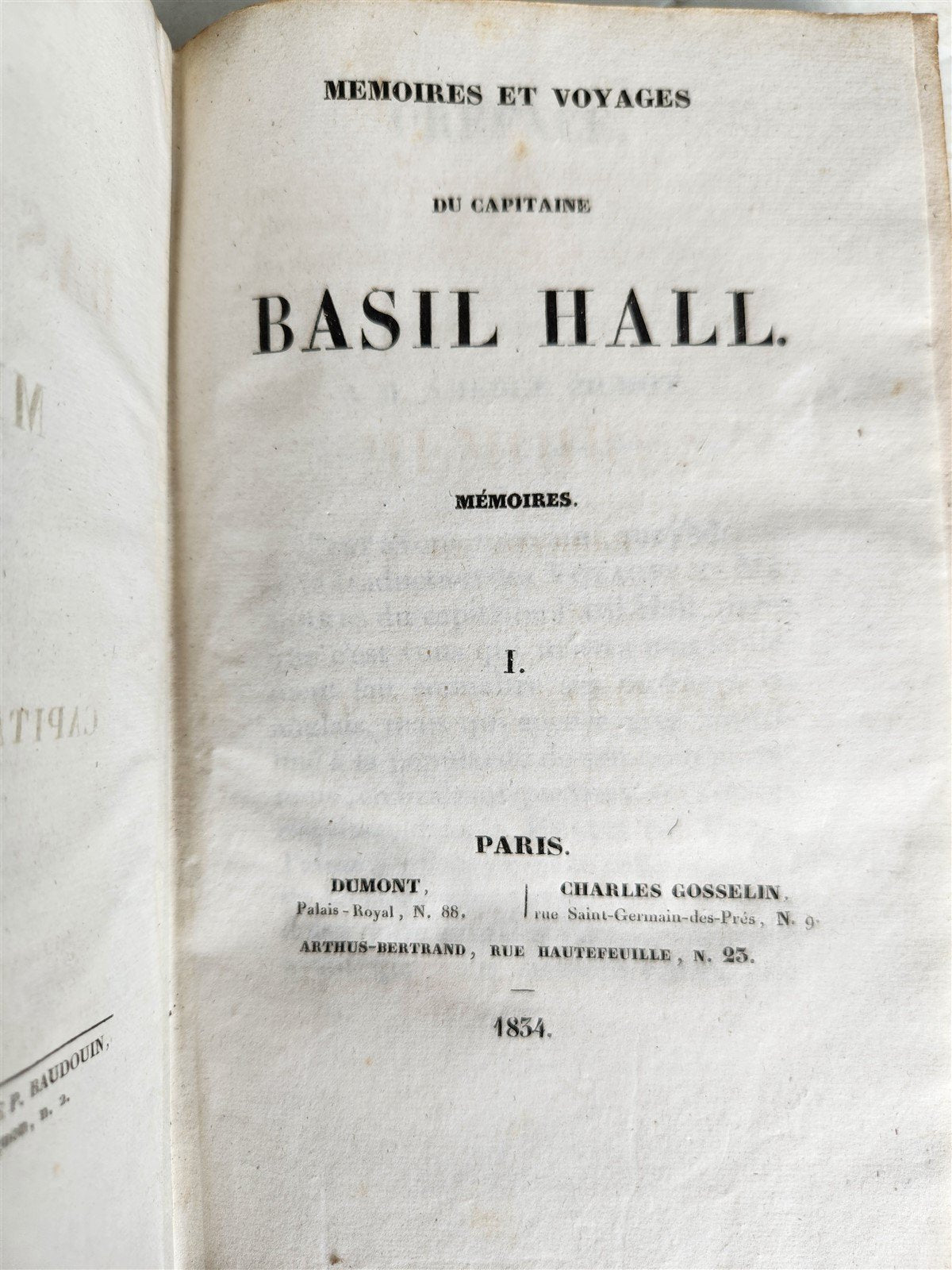 1834 MEMOIRES & VOYAGES of CAPTAIN BASIL HALL antique 4 VOLUMES w/ provenance