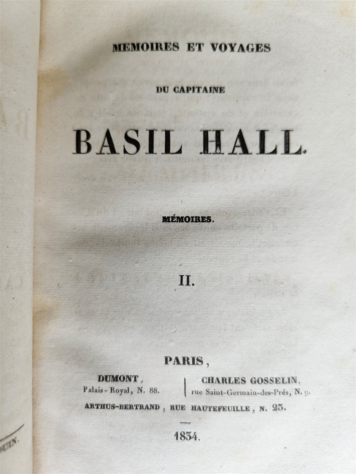 1834 MEMOIRES & VOYAGES of CAPTAIN BASIL HALL antique 4 VOLUMES w/ provenance