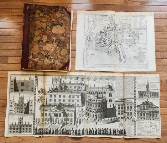 1733 OXONIA DEPICTA 58 OXFORD UNIVERSITY ENGRAVINGS antique LARGE FOLIO Williams