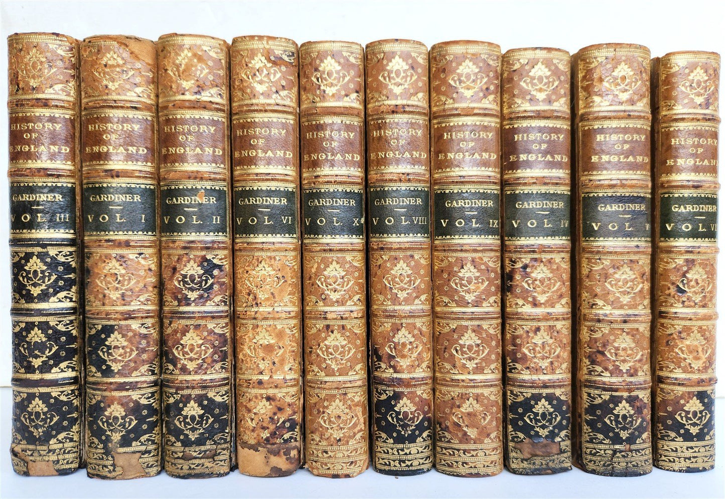 1883 HISTORY of ENGLAND 1603-1642 by Gardiner 10 VOLUMES antique