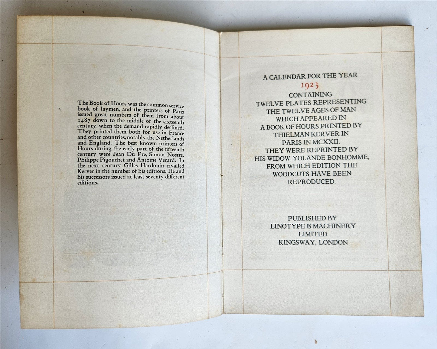 1922 CALENDAR FOR THE YEAR 1923 w/ 1523 12 Ages of Man plates antique