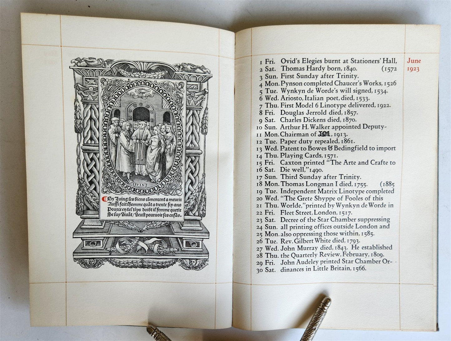 1922 CALENDAR FOR THE YEAR 1923 w/ 1523 12 Ages of Man plates antique
