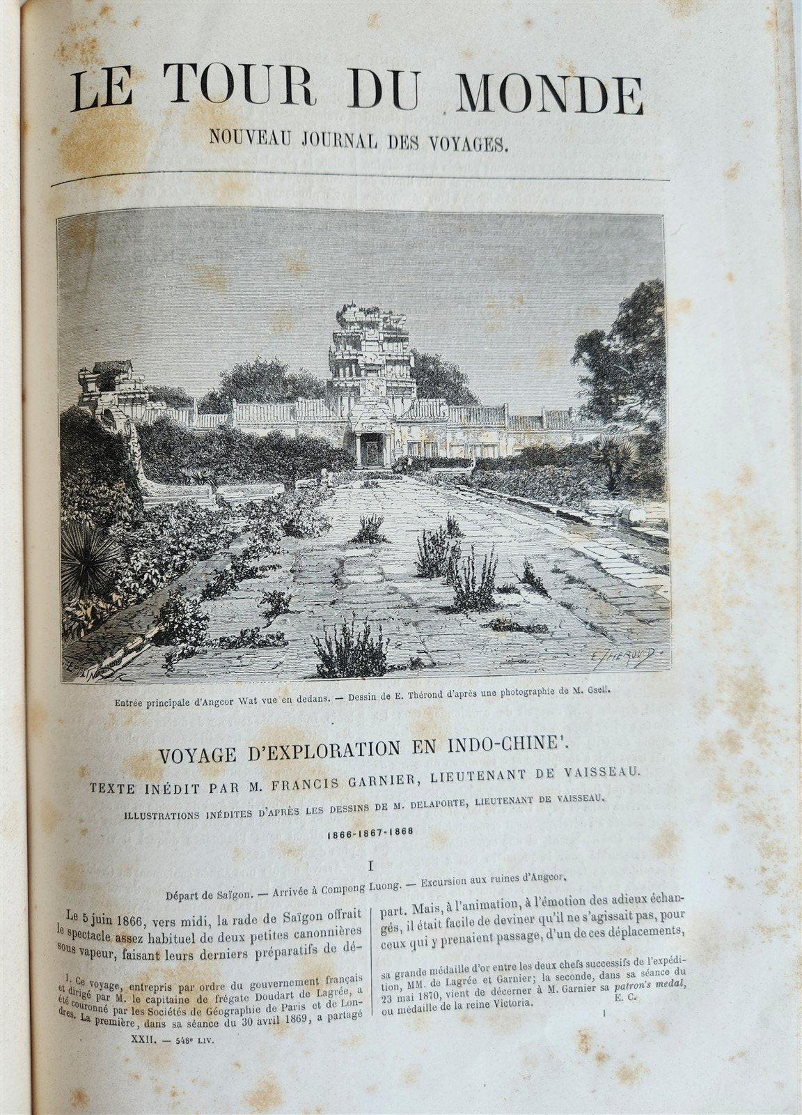 1871 HISTORY of VOYAGES TOUR DE MONDE ILLUSTRATED antique INDO-CHINA & INDIA