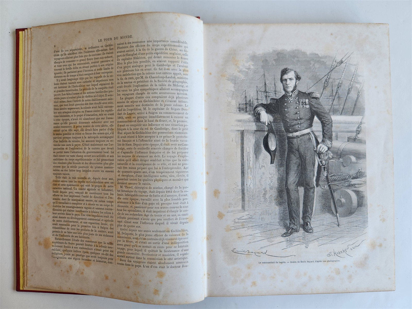 1871 HISTORY of VOYAGES TOUR DE MONDE ILLUSTRATED antique INDO-CHINA & INDIA