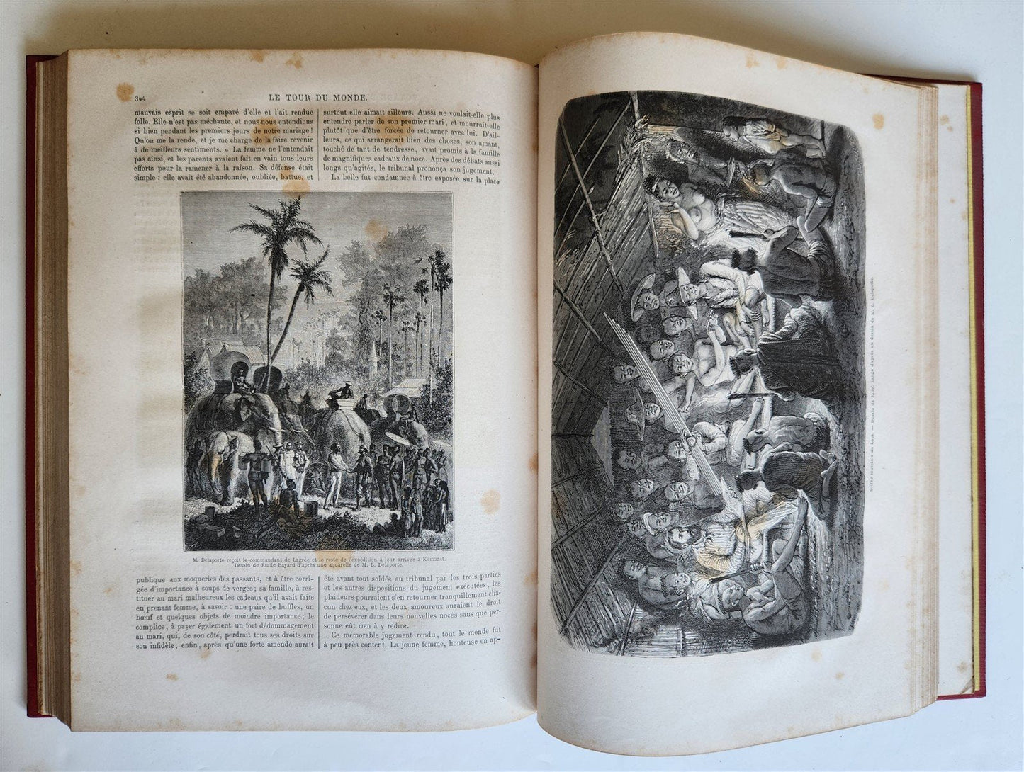1871 HISTORY of VOYAGES TOUR DE MONDE ILLUSTRATED antique INDO-CHINA & INDIA