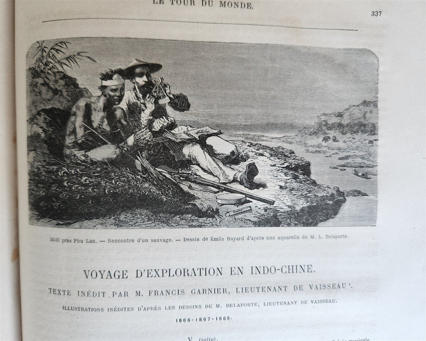 1871 HISTORY of VOYAGES TOUR DE MONDE ILLUSTRATED antique INDO-CHINA & INDIA