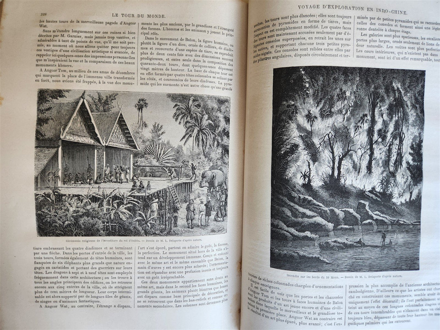 1871 HISTORY of VOYAGES TOUR DE MONDE ILLUSTRATED antique INDO-CHINA & INDIA
