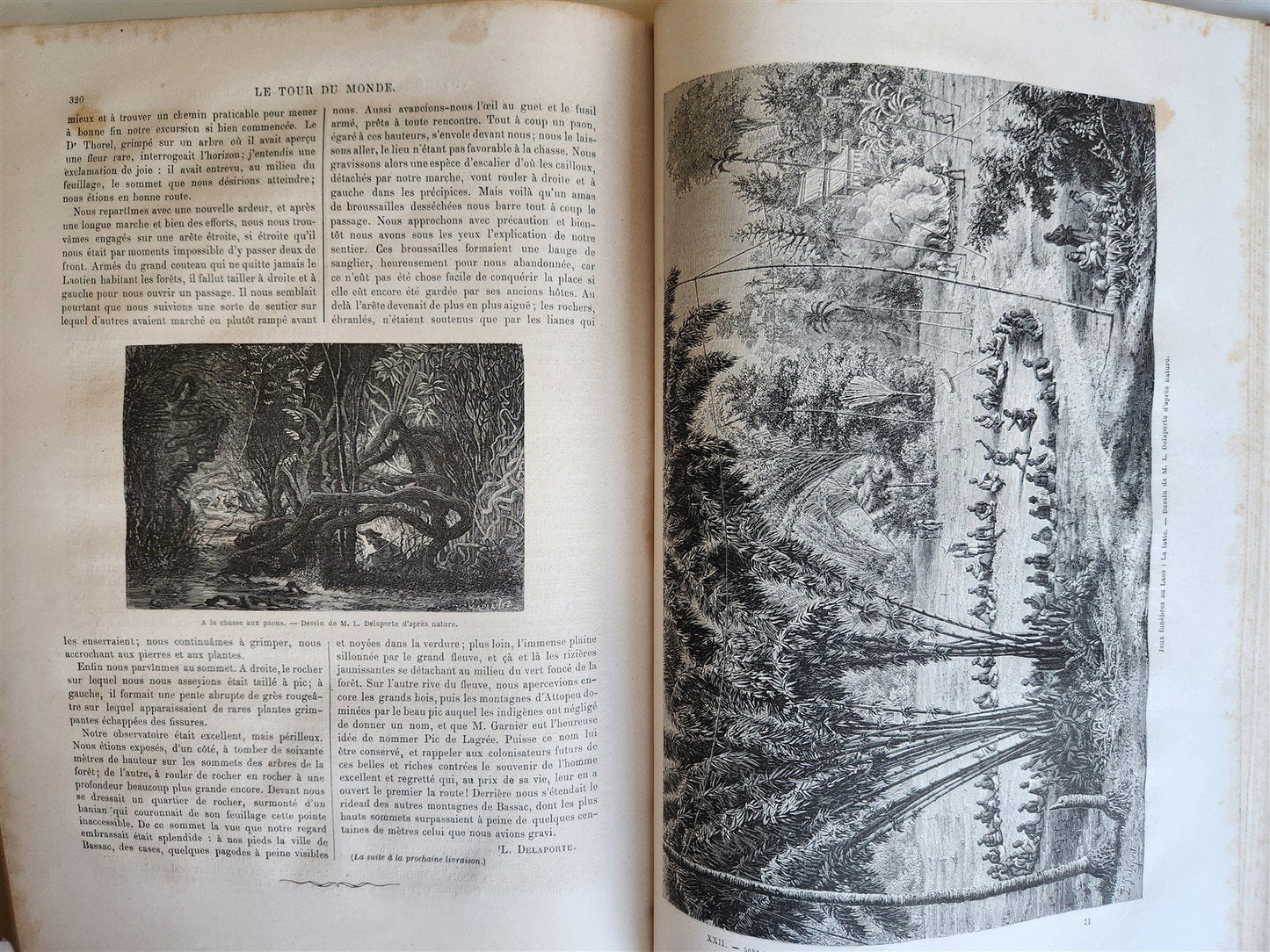 1871 HISTORY of VOYAGES TOUR DE MONDE ILLUSTRATED antique INDO-CHINA & INDIA