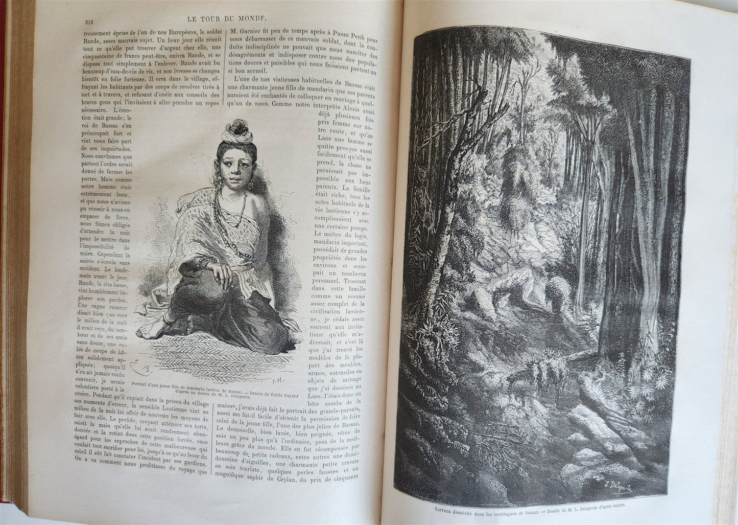 1871 HISTORY of VOYAGES TOUR DE MONDE ILLUSTRATED antique INDO-CHINA & INDIA