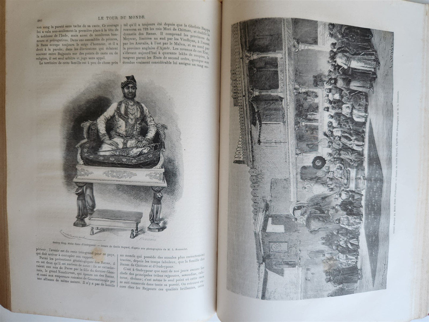 1871 HISTORY of VOYAGES TOUR DE MONDE ILLUSTRATED antique INDO-CHINA & INDIA