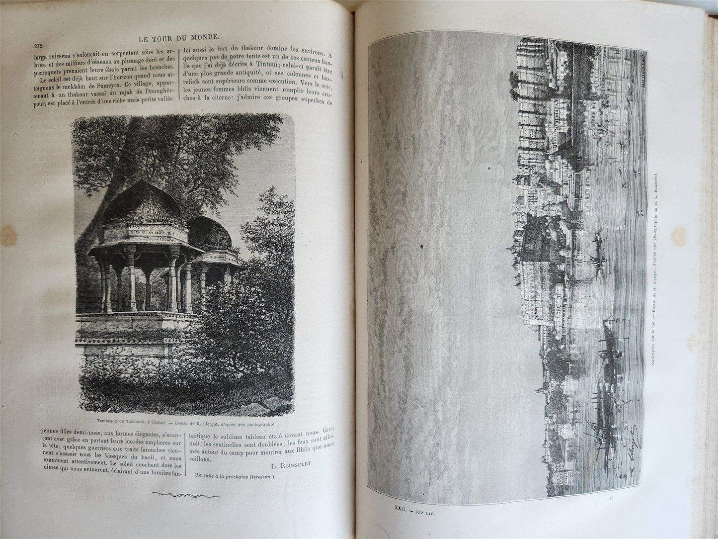 1871 HISTORY of VOYAGES TOUR DE MONDE ILLUSTRATED antique INDO-CHINA & INDIA