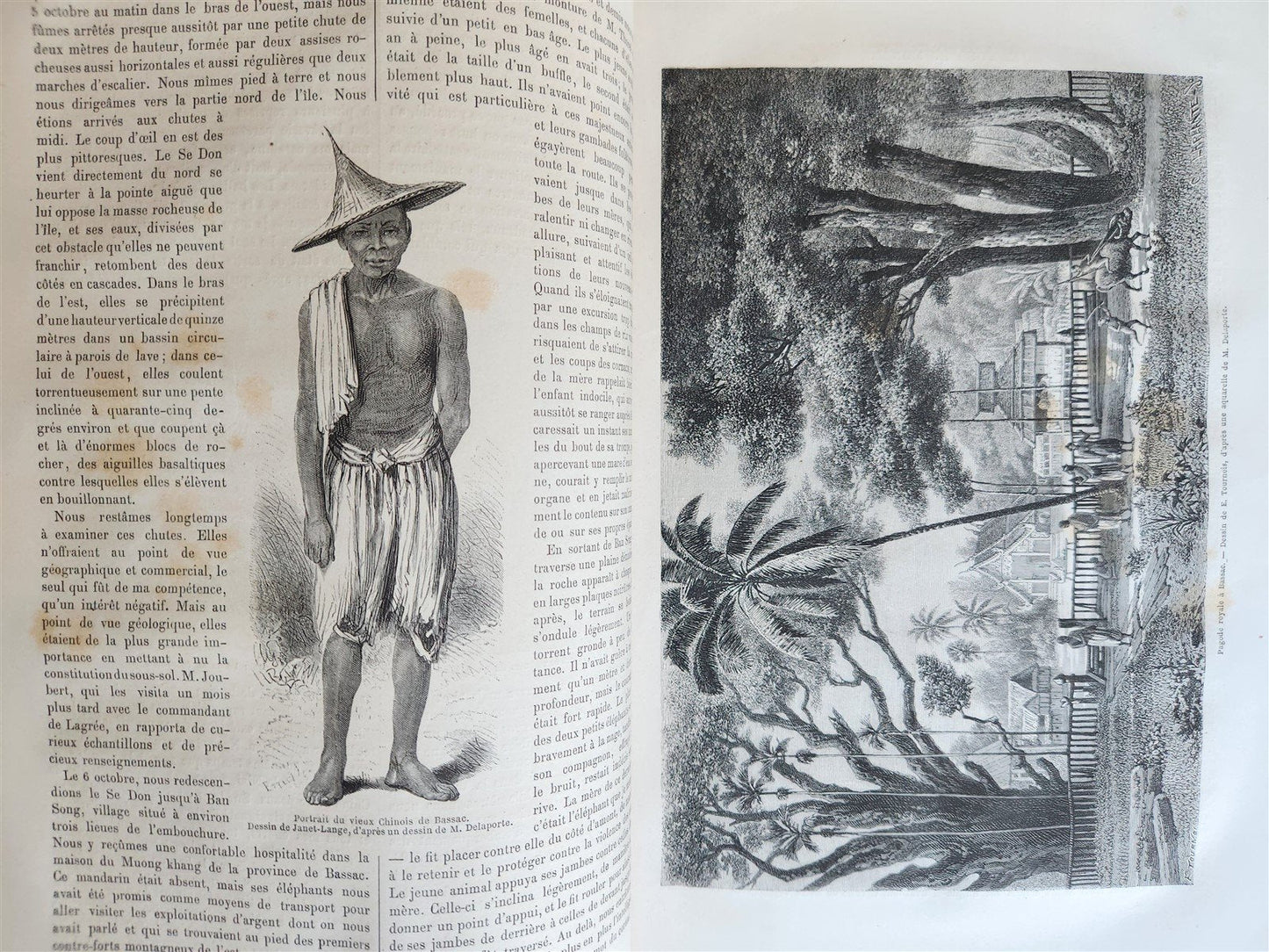 1871 HISTORY of VOYAGES TOUR DE MONDE ILLUSTRATED antique INDO-CHINA & INDIA