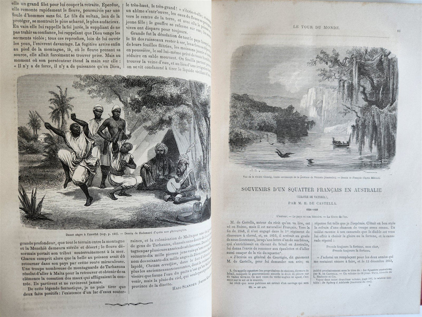 1861 HISTORY of VOYAGES ILLUSTRATED antique USA CANADA SENEGAL AUSTRALIA TRAVELS