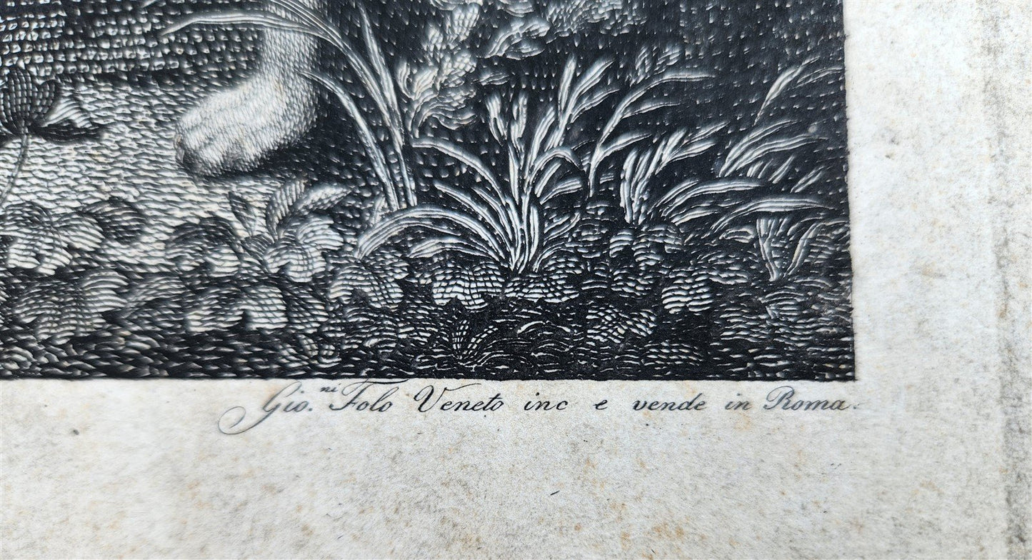 c.1820 DIANA AWAKENED BY THE NYMPHS LARGE ENGRAVING antique 20 3/4 by 29 inches