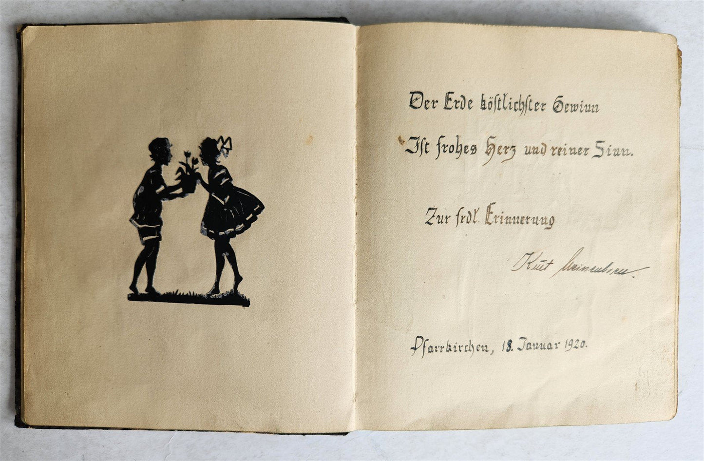 1920s POETRY ALBUM ILLUMINATED MANUSCRIPT in GERMAN antique