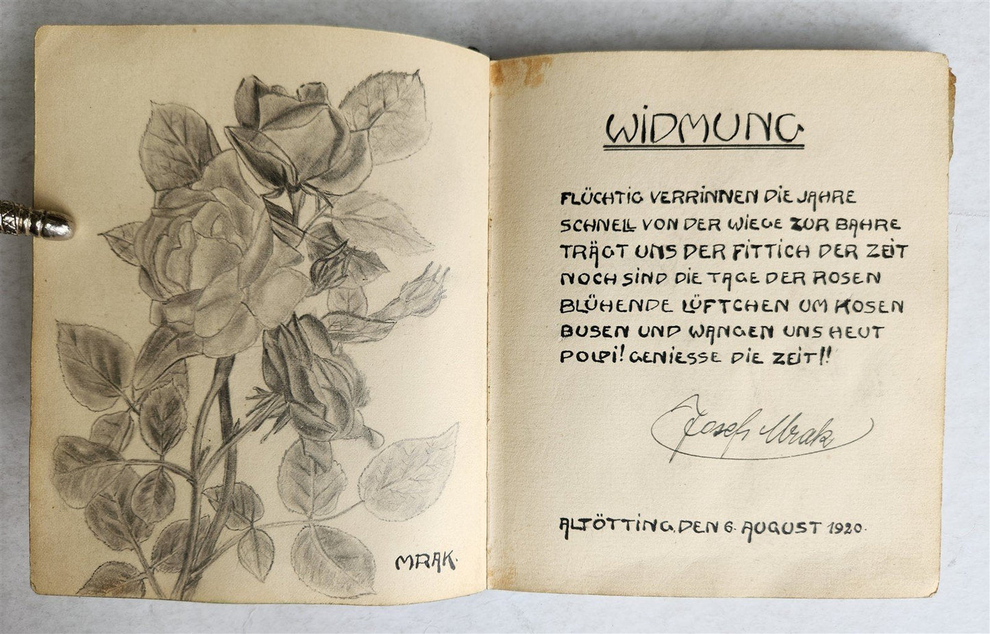 1920s POETRY ALBUM ILLUMINATED MANUSCRIPT in GERMAN antique