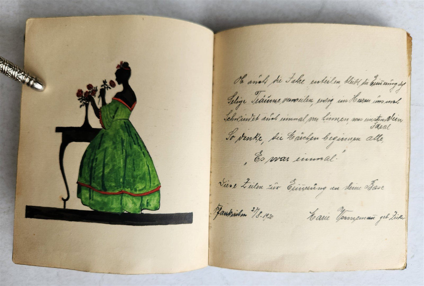 1920s POETRY ALBUM ILLUMINATED MANUSCRIPT in GERMAN antique