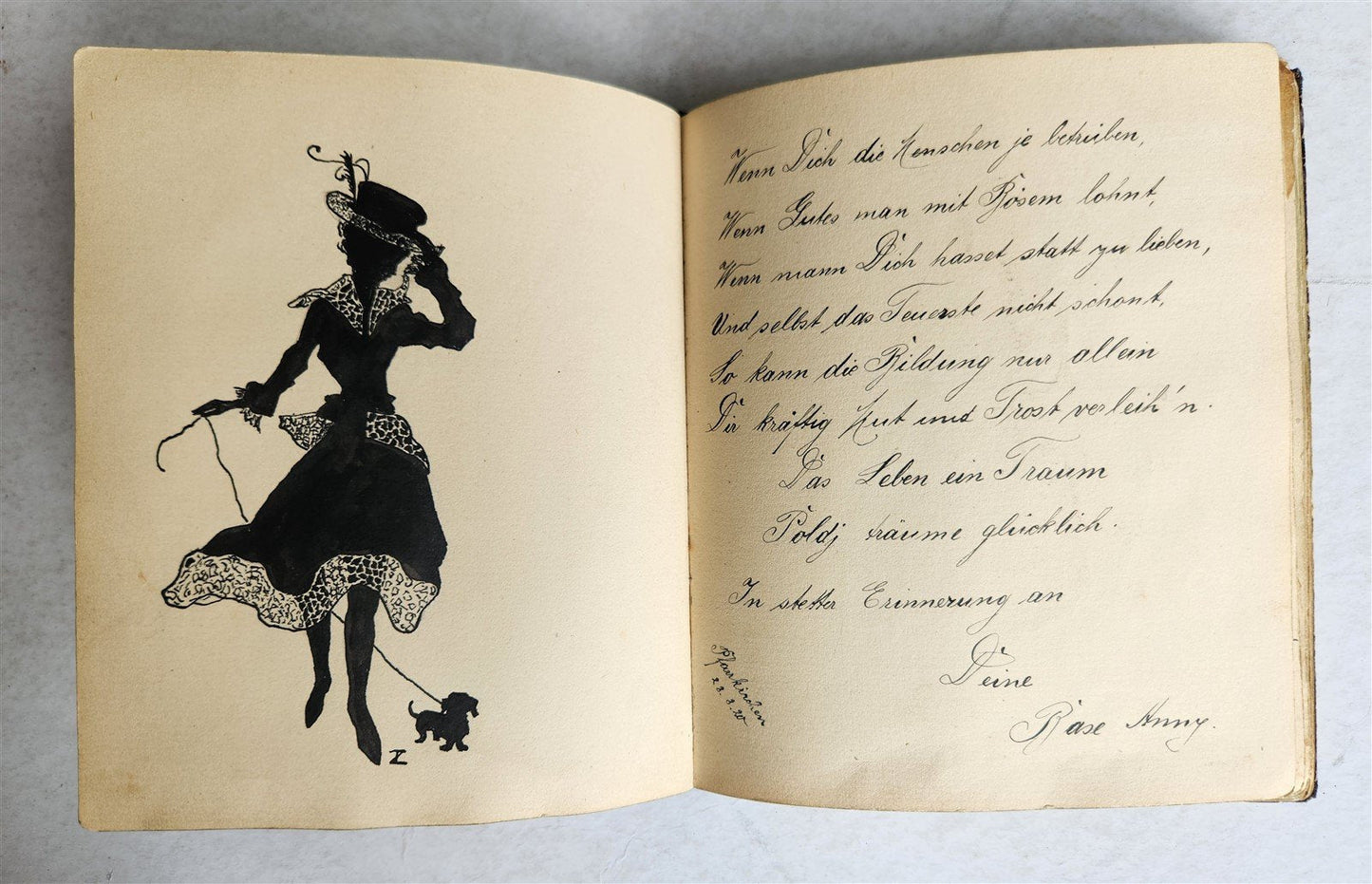 1920s POETRY ALBUM ILLUMINATED MANUSCRIPT in GERMAN antique