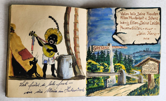 1920s POETRY ALBUM ILLUMINATED MANUSCRIPT in GERMAN antique