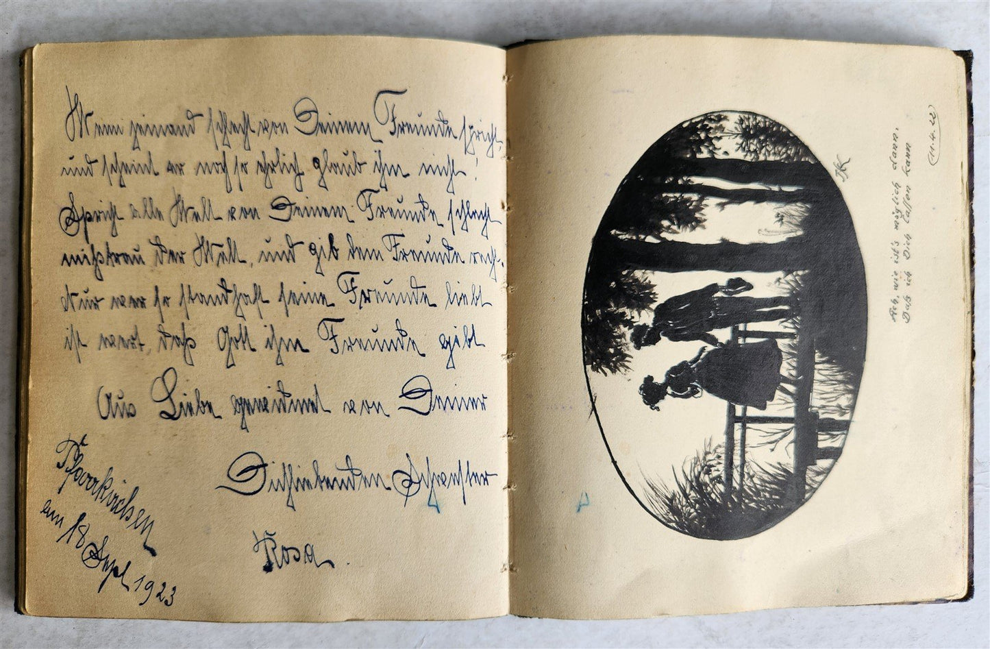 1920s POETRY ALBUM ILLUMINATED MANUSCRIPT in GERMAN antique