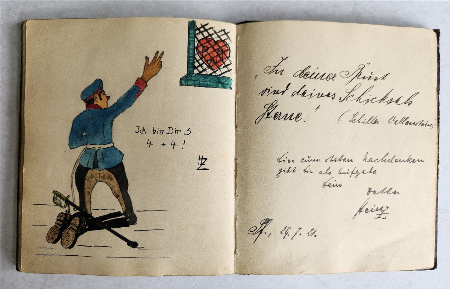 1920s POETRY ALBUM ILLUMINATED MANUSCRIPT in GERMAN antique