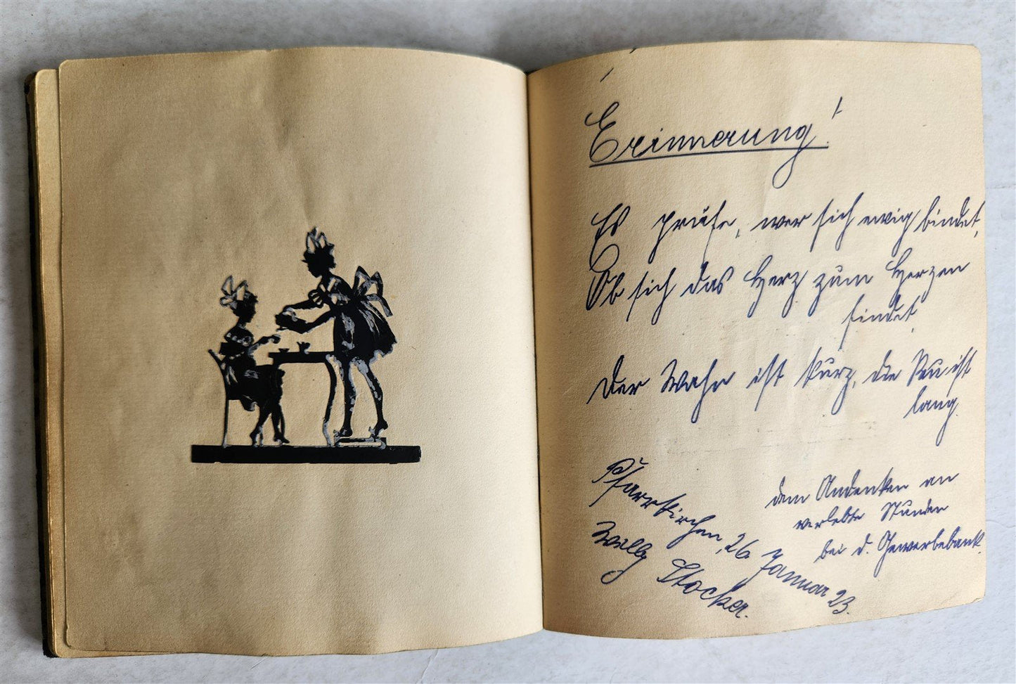 1920s POETRY ALBUM ILLUMINATED MANUSCRIPT in GERMAN antique