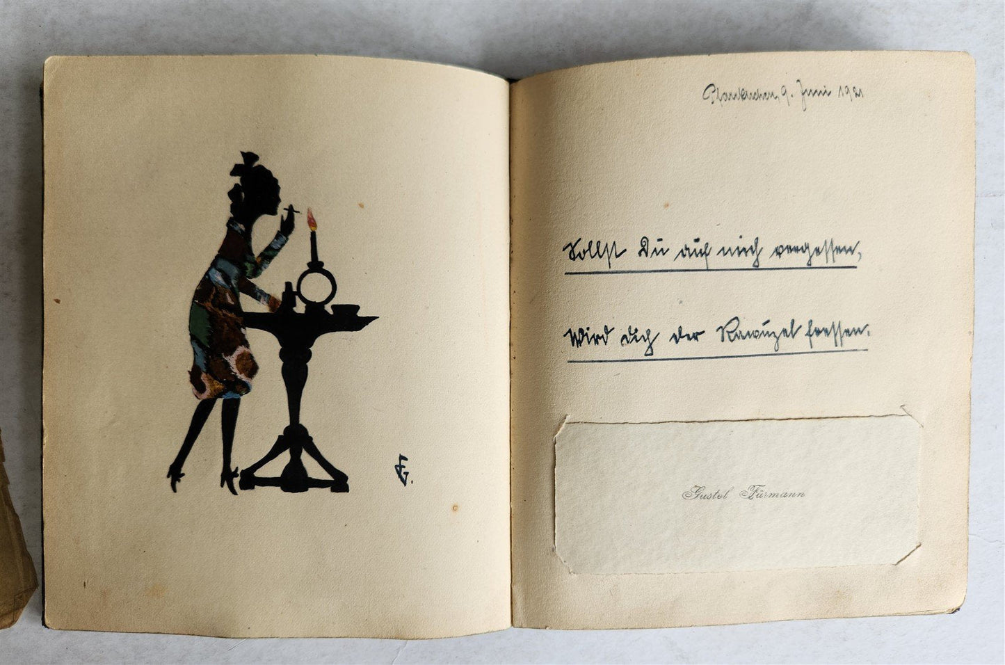1920s POETRY ALBUM ILLUMINATED MANUSCRIPT in GERMAN antique