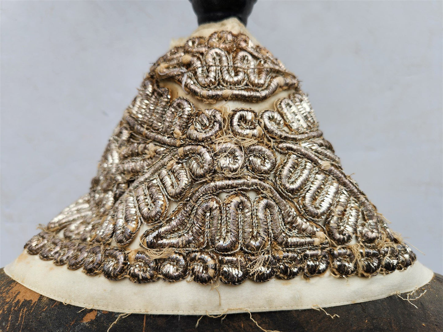 JUDAICA antique SILVER EMBROIDERY on SILK