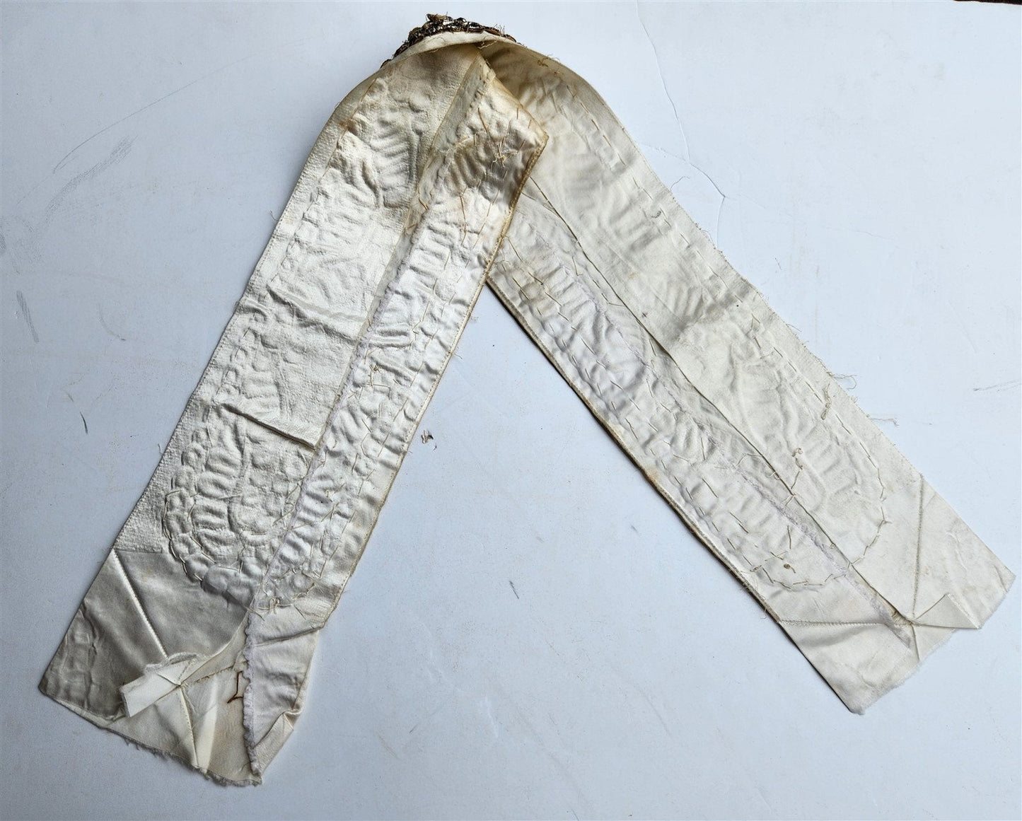 JUDAICA antique SILVER EMBROIDERY on SILK