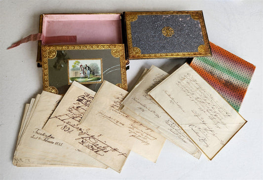 1830s UNUSUAL FAMILY REGISTER BOX BOOK SHAPE GERMAN MANUSCRIPT ARCHIVE antique